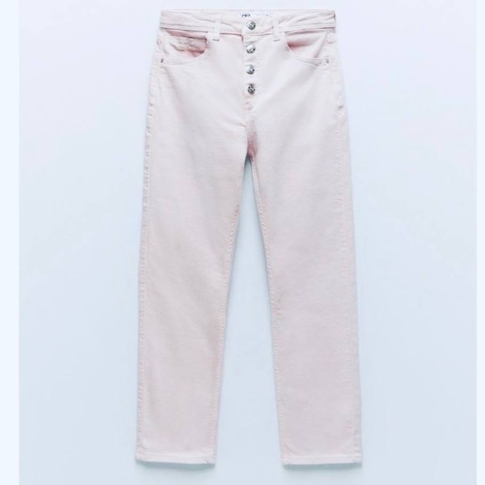 NWT Zara slim fit straight jean size 6 light pink (denim tag attached pictured)
